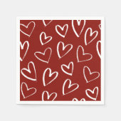 Serviette En Papier Coeurs rouges et blancs (Devant)