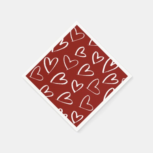 Serviette En Papier Coeurs rouges et blancs (Coin)