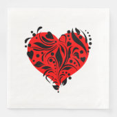 Serviette En Papier Cœurs Rouges Et Noirs (Devant)