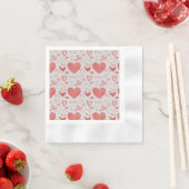 Serviette En Papier cœurs rouges - fond gris (En situation)