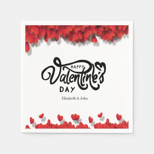 Serviette En Papier Cœurs rouges Joyuse Saint-Valentin (Devant)