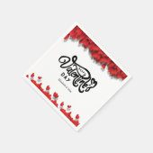 Serviette En Papier Cœurs rouges Joyuse Saint-Valentin (Coin)
