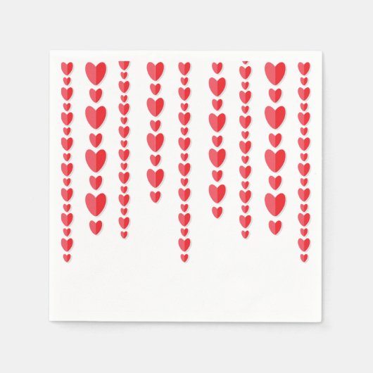 Serviette En Papier Cœurs Rouges Mignon Saint-Valentin (Devant)
