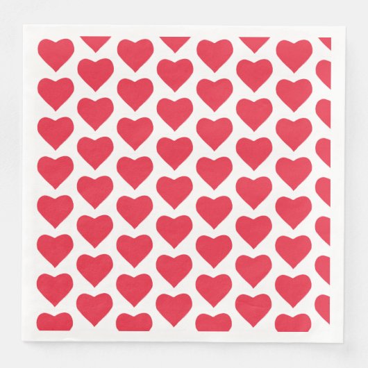 Serviette En Papier ❤️ Coeurs rouges mignons (Devant)