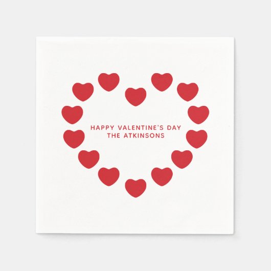 Serviette En Papier Coeurs rouges mignons coutume moderne Saint Valent (Devant)
