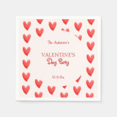 Serviette En Papier Coeurs rouges mignons Saint Valentin (Devant)