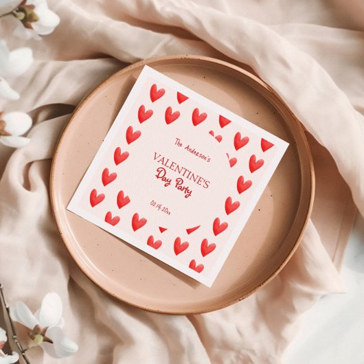 Serviette En Papier Coeurs rouges mignons Saint Valentin