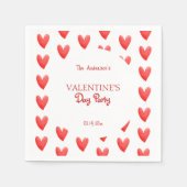 Serviette En Papier Coeurs rouges mignons Saint Valentin (Devant)