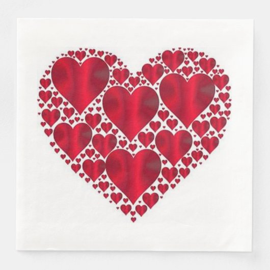 SERVIETTE EN PAPIER CŒURS ROUGES POUR LA SAINT-VALENTIN (Devant)