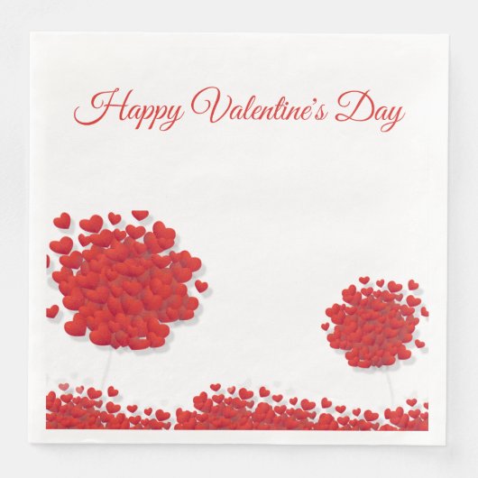 Serviette En Papier Coeurs rouges romantiques, Amour, Arbre, Saint Val (Devant)