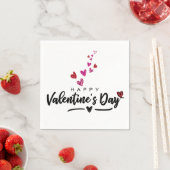 Serviette En Papier Coeurs rouges roses griffés Saint Valentin Script (En situation)