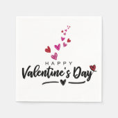 Serviette En Papier Coeurs rouges roses griffés Saint Valentin Script (Devant)
