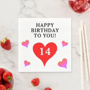 Serviette En Papier Cœurs rouges roses violets pour anniversaire
