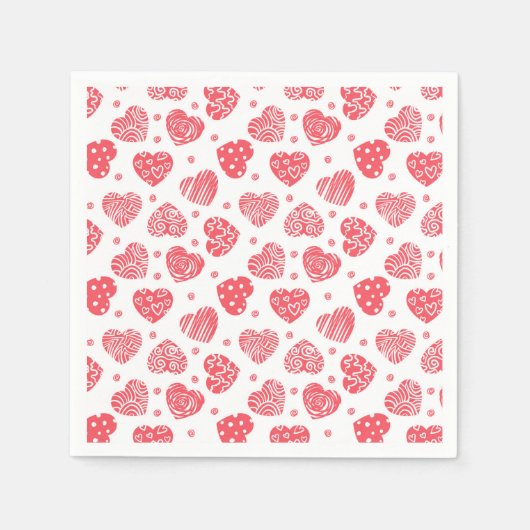 Serviette En Papier Cœurs rouges Saint-Valentin Amour (Devant)