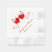Serviette En Papier Cœurs rouges Saint-Valentin Mariage (Devant)