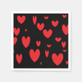Serviette En Papier Coeurs rouges sur noir (Devant)