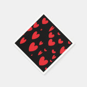 Serviette En Papier Coeurs rouges sur noir (Coin)