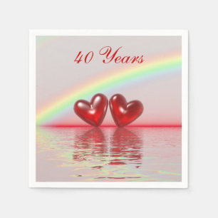 Serviette En Papier Coeurs rubis du 40e anniversaire