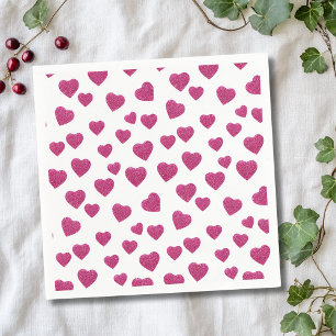 Serviette En Papier Cœurs scintillants roses tendance pour la Saint-Va
