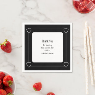 Serviette En Papier Coeurs simples et romantiques Mariage noir