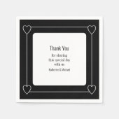 Serviette En Papier Coeurs simples et romantiques Mariage noir (Devant)