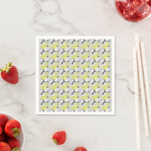 Serviette En Papier Coeurs superposer Motif jaune et gris