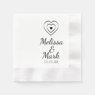 Serviette En Papier Cœurs triples simples minimaux dessinés à la main