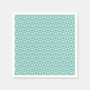 Serviette En Papier Coeurs Turquoises turquoises et légers