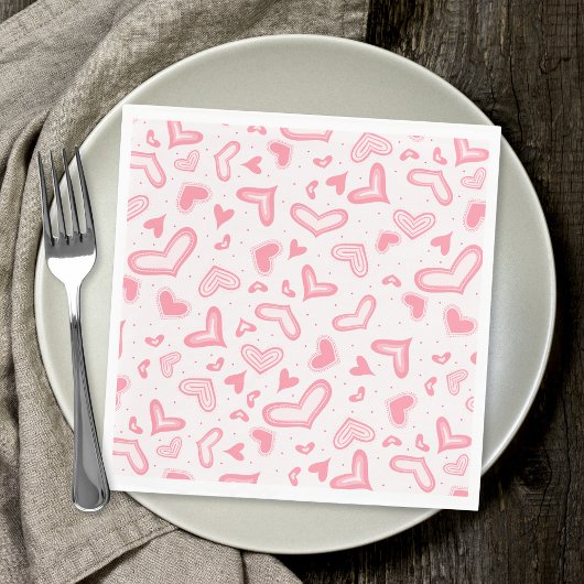 Serviette En Papier Coeurs valentin fantaisistes