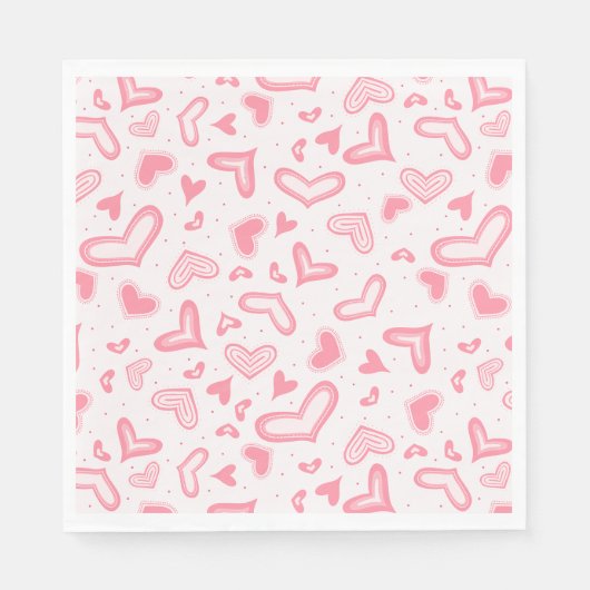 Serviette En Papier Coeurs valentin fantaisistes (Devant)
