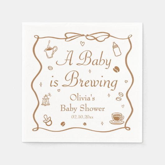 Serviette En Papier Coffee A Baby is Brewing Baby Shower (Devant)