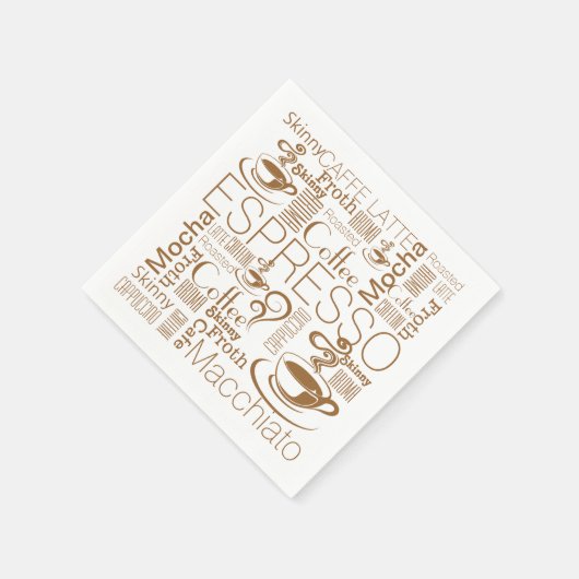 Serviette En Papier Coffee collage motif brun blanc (Coin)