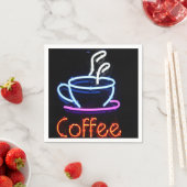 Serviette En Papier Coffee Cup Neon Sign Party Napkins (En situation)