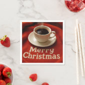 Serviette En Papier Coffee On a Merry Christmas Blanket (En situation)