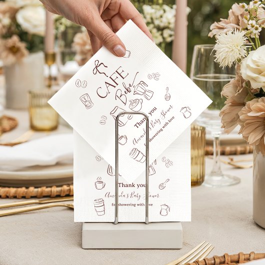 Serviette En Papier Coffee Theme Beige Cafe Bebe Brewing Baby Shower