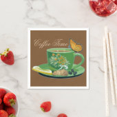 Serviette En Papier Coffee Time Cup & Saucer Napkins (En situation)