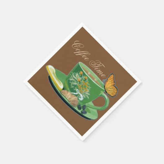 Serviette En Papier Coffee Time Cup & Saucer Napkins (Coin)