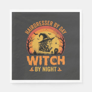 Serviette En Papier Coiffeur de jour Sorcière de nuit Design Halloween