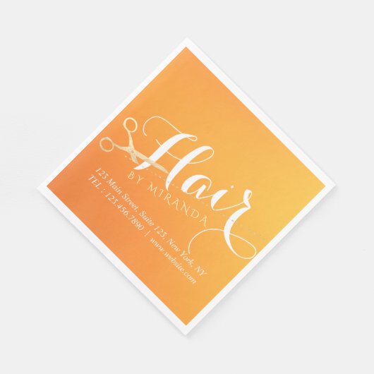 Serviette En Papier Coiffeur Salon de maquillage Chic Orange Ciseaux o (Coin)