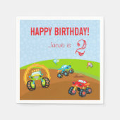 Serviette En Papier Colful Birthday Boy Monster Trucks with Age (Devant)