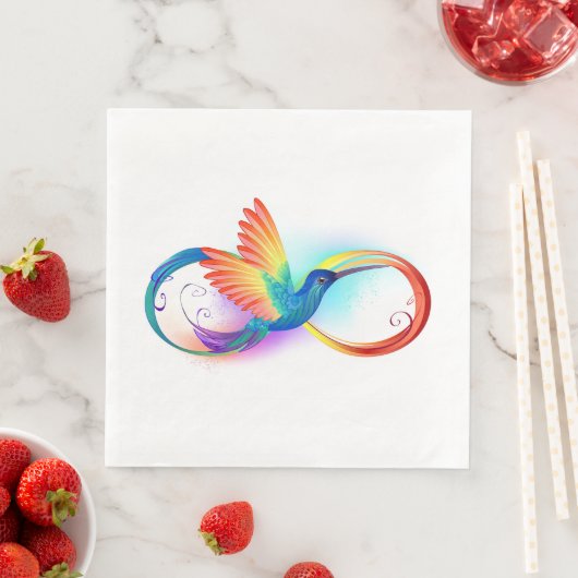 Serviette En Papier Colibri arc-en-ciel avec symbole Infinity (En situation)