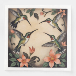 Serviette En Papier Colibri Art Nouveau
