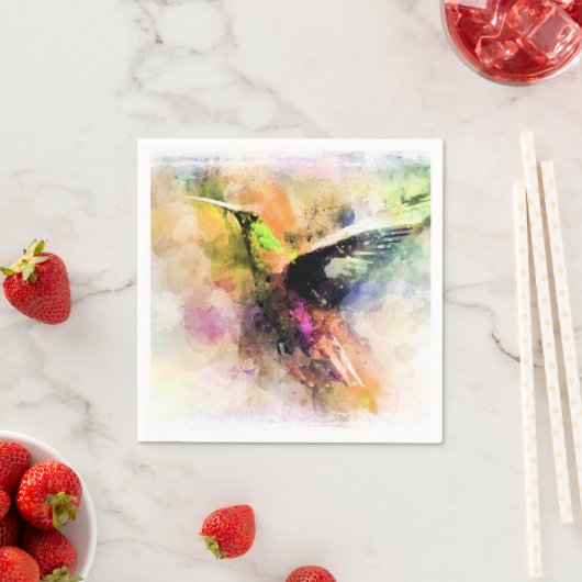 Serviette En Papier Colibri d'aquarelle (En situation)