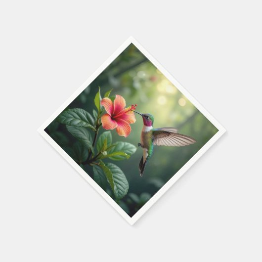 Serviette En Papier Colibri en hibiscus (Coin)