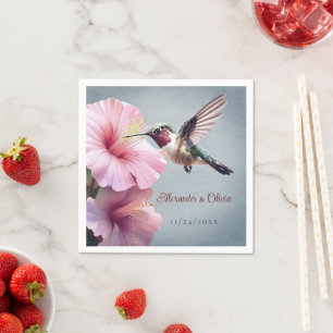 Serviette En Papier Colibri et Mariage d'Hibiscus   Bleu