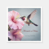 Serviette En Papier Colibri et Mariage d'Hibiscus | Bleu (Devant)