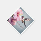 Serviette En Papier Colibri et Mariage d'Hibiscus | Bleu (Coin)