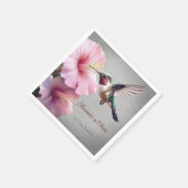 Serviette En Papier Colibri et Mariage d'Hibiscus | Gris (Coin)