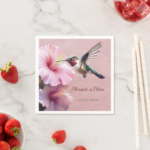 Serviette En Papier Colibri et Mariage d'Hibiscus Rose