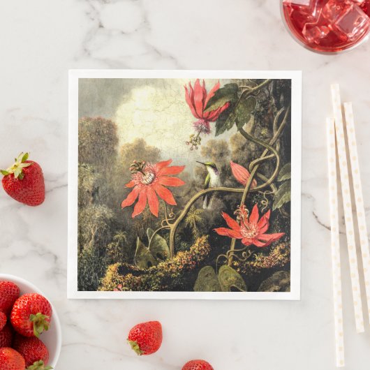 Serviette En Papier Colibri et Passionnfleurs (En situation)